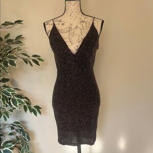 Plunge Front Black Backless Dress Size Medium
